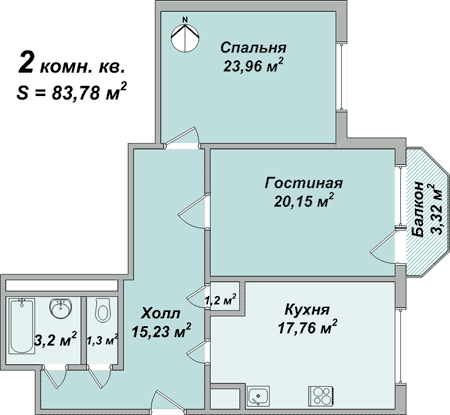 Планировки: 2-Комнатные, Жилой Комплекс ул. Ак. Павлова 142-Б
