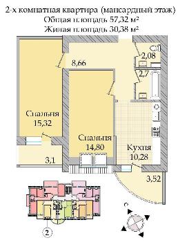 Планировки: 2-Комнатные, Жилой дом по ул. Ощепкова
