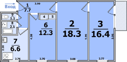Планировки: 3-Комнатные, 9-ти этажные (панельные, один балкон)
